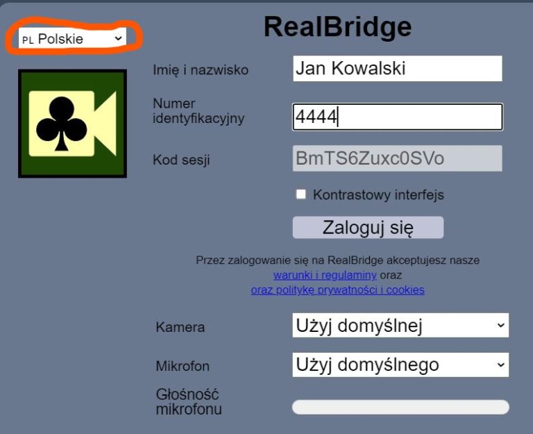 realbridge - ustawienia języka